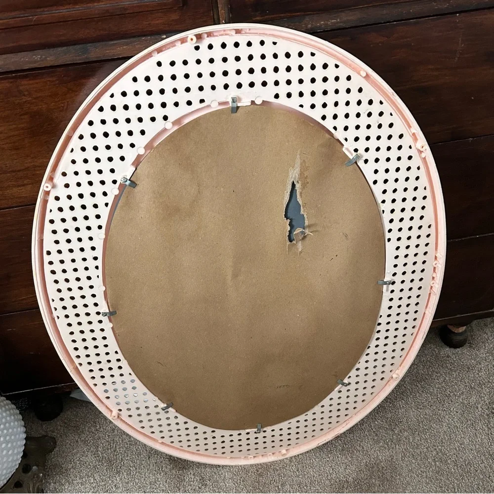 Vintage Faux Rattan Oval Wall Mirror